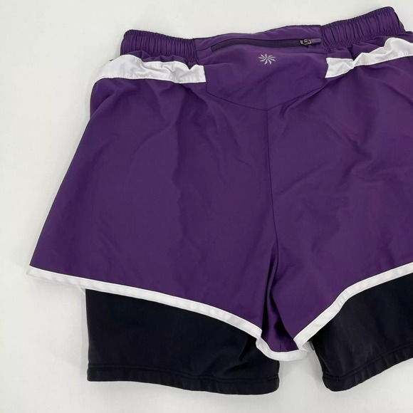 Athleta Active Shorts Women's Size‎ S Purple Zip Pocket Lined Gym Yoga - Picture 7 of 9